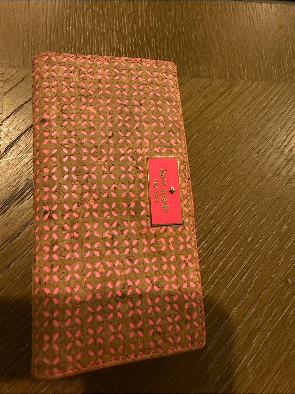 kate spade Brown and Pink Cutout Continental Wallet